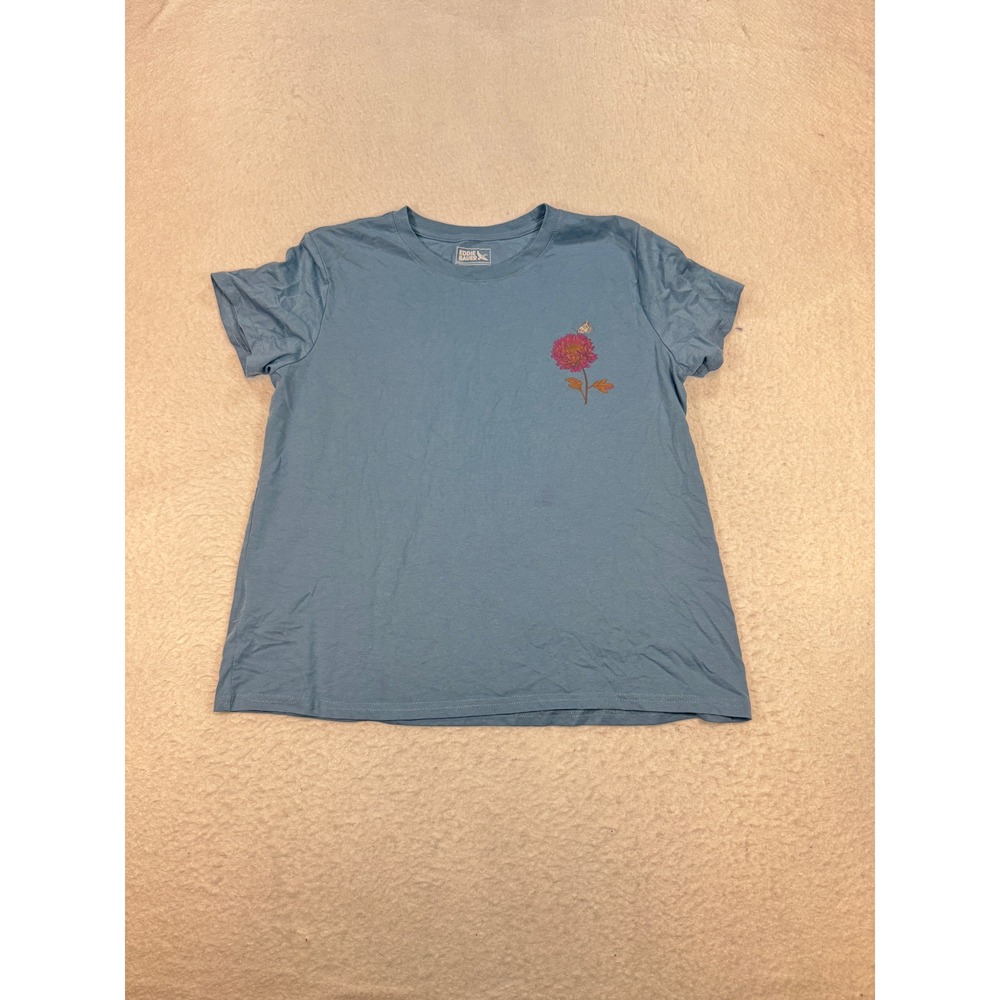 Eddie Bauer Womens Blue Step into the Wild Floral Graphic T-Shirt Large